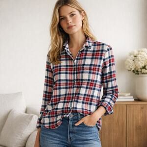 LA LIGNE New York Cotton Flannel Top Button up Plaid Size Small